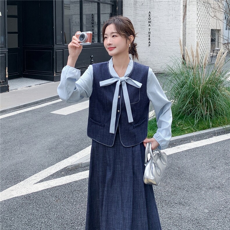【】春季新款牛仔马甲三件套2C057-8203-P185-K298,女装套装/套裙,2C057