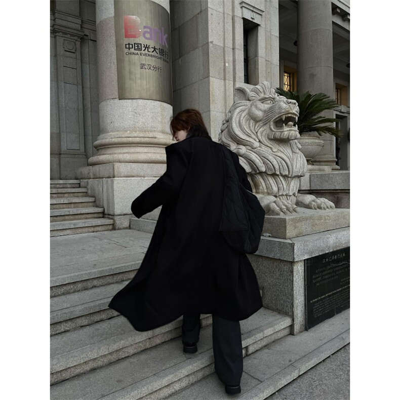 【现货】长款秋冬克鲁苏文职大衣宽松高级感外套DY05020P128,女装短外套,星座1004（原星座815-3）