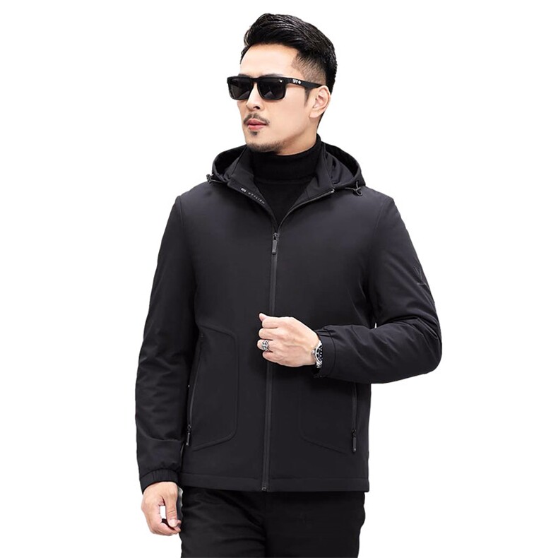 秋冬新品时尚简约保暖连帽纯色休闲鸭绒羽绒服男款KCN382-48-P250,男装羽绒服,电商B212（原钱塘6029）