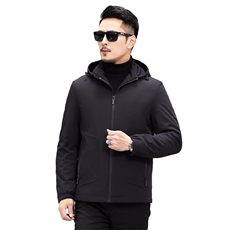 秋冬新品时尚简约保暖连帽纯色休闲鸭绒羽绒服男款KCN382-48-P250，男装羽绒服，电商B212（原钱塘6029）