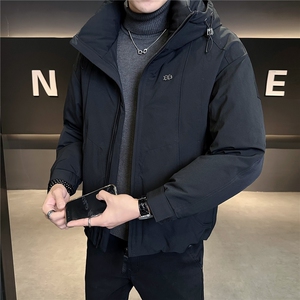 冬季连帽羽绒服男高级感解构拼接青少年流光机能风加厚保暖外套潮图片