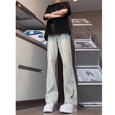 美式高街vibe牛仔裤男秋季潮牌微喇叭裤直筒宽松长裤WLA1522-P48，男装牛仔裤，星座1008