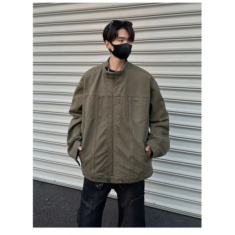 春季复古高质量重磅水洗帆布哈灵顿外套男立领设计感休闲夹克,男装夹克,星座1013