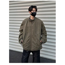 春季复古高质量重磅水洗帆布哈灵顿外套男立领设计感休闲夹克，男装夹克，星座1013