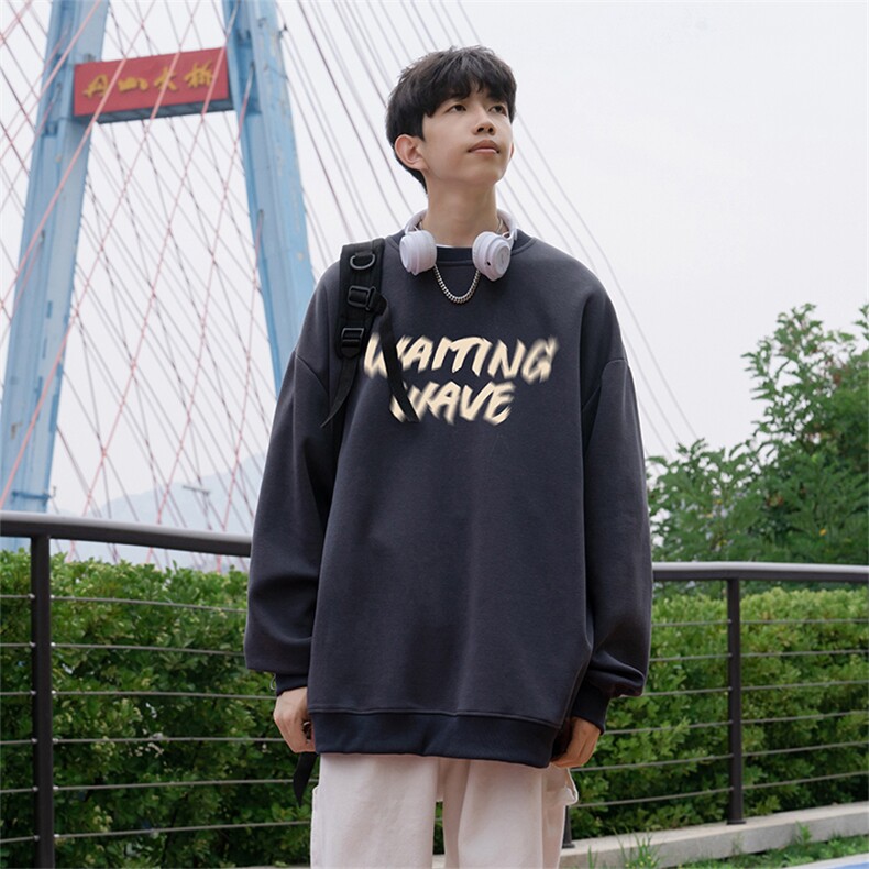 抖音品质秋季新款美式高街字母仿棉圆领卫衣wycm3930-特批28控49,男装卫衣,星座605(原A050)