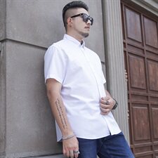 2XL-8XL男士短袖衬衣纯棉商务休闲牛津纺半袖加肥加大码7233，男装衬衫，星座802