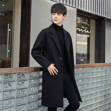 2022款休闲纯色翻领呢子大衣店宽松中长款秋冬呢子大衣1913-P130，男装毛呢大衣，电商A413