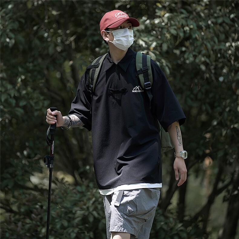 夏季新款防晒半拉链polo衫短袖XZ604-PL100-P55控68,男装防晒衣,星座604