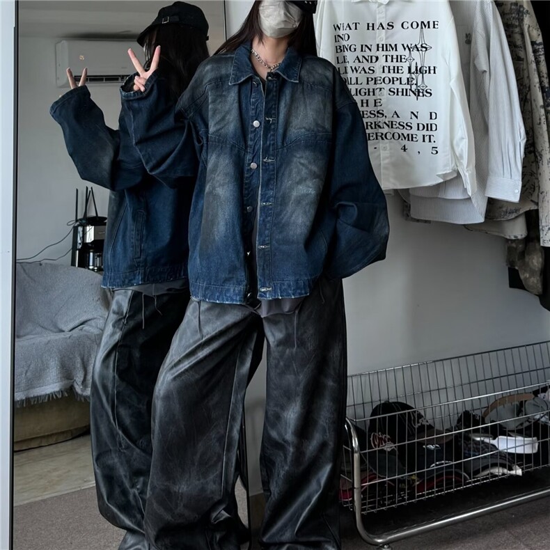 ~潮流新男女同款野性风秋冬夹克外套牛仔外套上衣图片