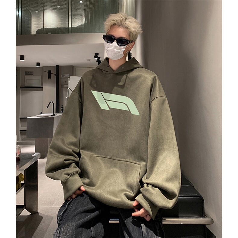 抖音得物供货提供视频 秋冬重磅美式麂皮绒连帽卫衣JLM01图片