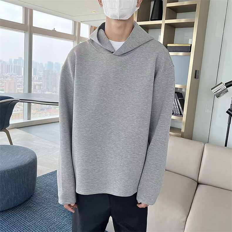 抖音得物品质 26春装美式高街重磅纯色一粒扣连帽卫衣外套W85图片