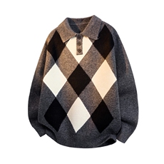 A135-2523美式复古撞色格子毛衣高品质三色潮毛衣P88控129，男装针织衫/毛衣，电商A135（原星座819）