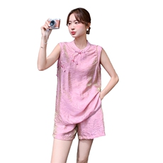 现货夏装新款新中式盘扣复古套装两件套2b114-2268P160K249，女装套装/套裙，网红馆