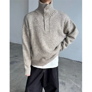 休闲轻奢风翻领男polo衫简约纯色细条磨毛百搭针织毛衣 MLD92图片