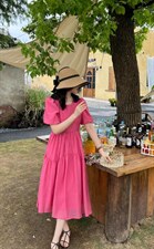 后设计系绳连衣裙，女装连衣裙，唯品