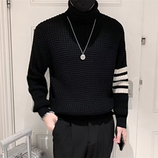 冬季男针织衫打底衫高领四条杠条纹修身套头百搭潮牌毛衣MY558，男装针织衫/毛衣，星座1116A-2（原606A-1）