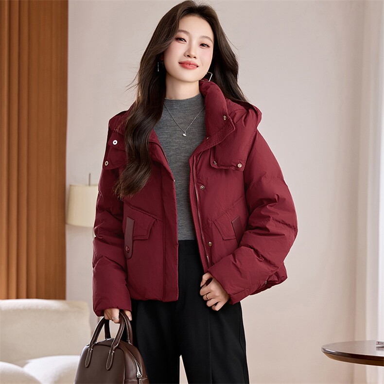 2025冬季新款简约时尚连帽羽绒服,女装羽绒服,阿丹