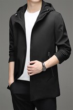 2022中青年男士连帽风衣商务休闲男装外套爸爸装春季轻薄款图片