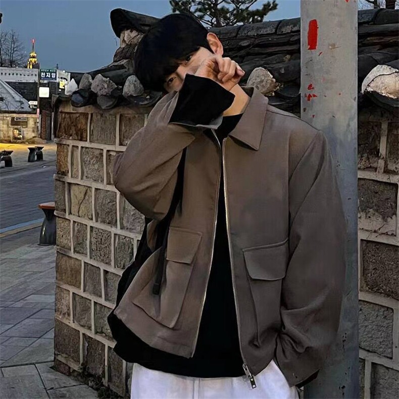 春装~纯色简约夹克衫男装大口袋茄克薄外套716A-JK200P110,男装夹克,星座716A（原星座815-4）