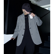 高街小众男士单西男士个性格子西服外套A210A-XZ1107-P85，男装西服，电商A210A