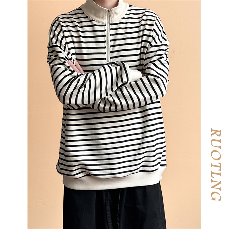 全棉现货潮牌宽松休闲条纹卫衣男上衣A351-AW2510-P75,男装卫衣,电商A351