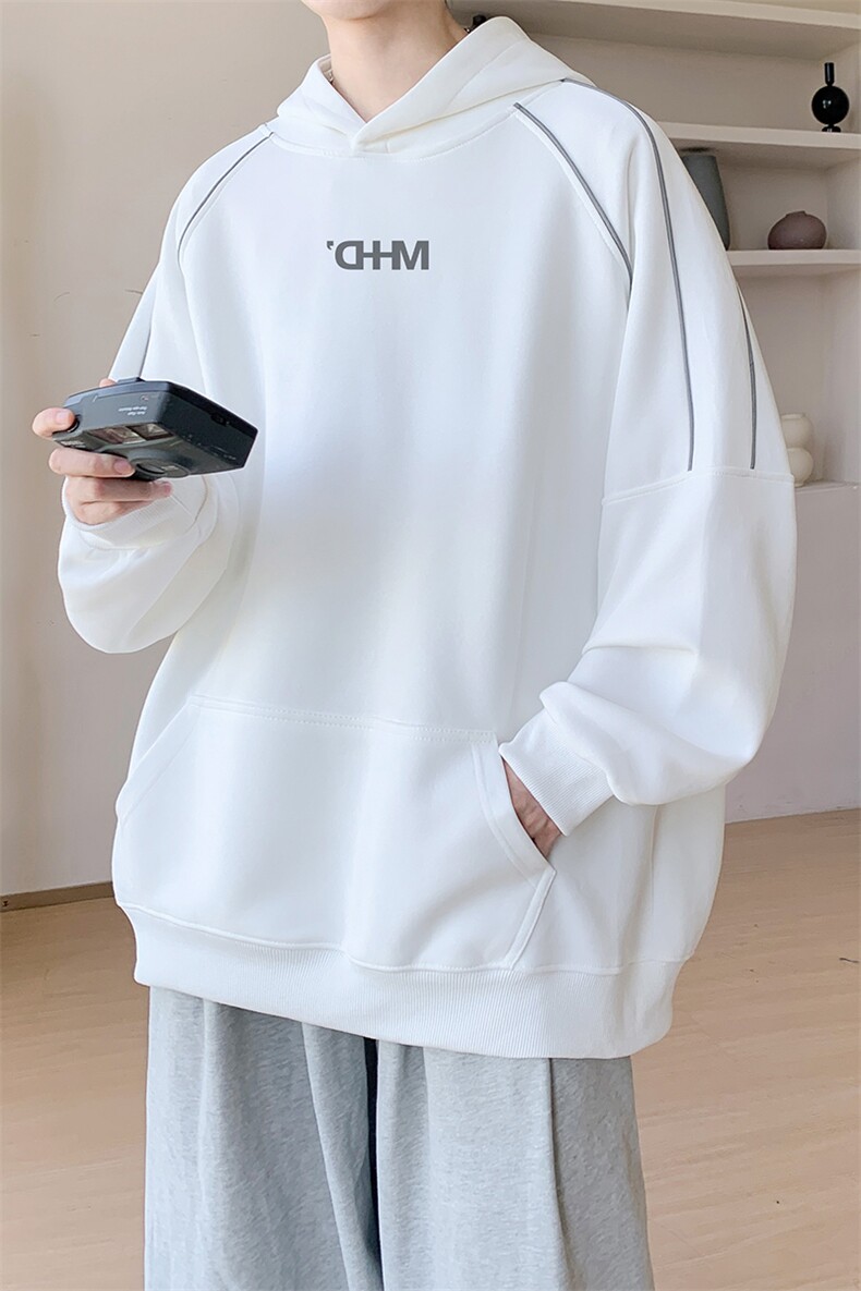 华棉内景秋冬ins韩版线条连帽卫衣男时尚宽松WY00667/P50加绒P55,男装卫衣,电商B316