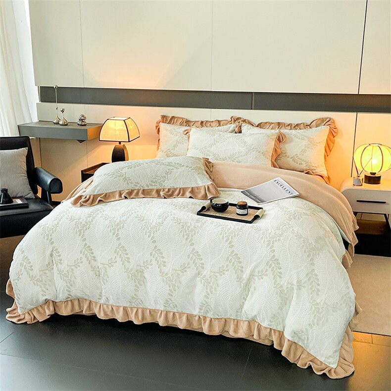 新款立体雕花绒牛奶绒四件套，床品套件，一起卖家纺