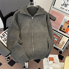 美式复古高领开衫针织衫秋冬季新款潮流宽松加厚保暖毛衣，男装针织衫/毛衣，星座410-6（原星座1304-1）