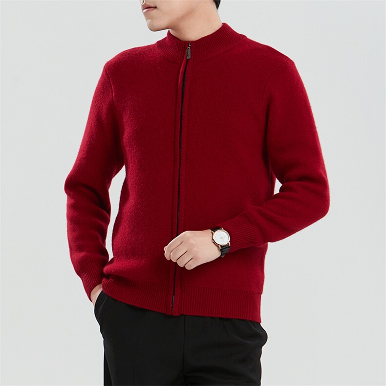 2024新款羊毛衫男圆领毛衣纯色长袖针织开衫男装，男装羊毛衫，牧绒家园高端店