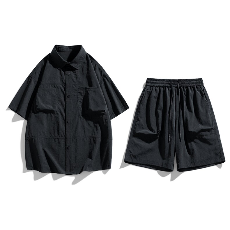 夏季套装男高品潮牌五分袖衬衫大码短裤两件套DSA157-1-C71-P85,男装牛仔裤,电商A157-1