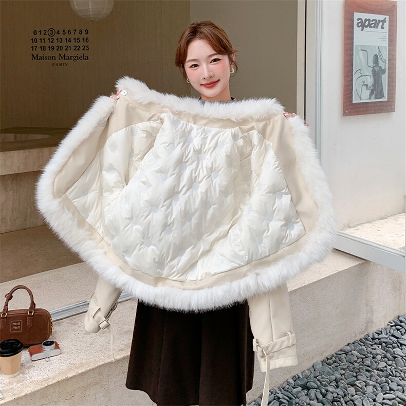 新品米白色毛毛拼接羽绒内胆皮外套2c309-1015-p295-k408,女装羽绒服,2C309