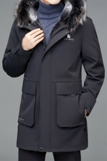 男士中年狐狸毛毛领羽绒服休闲保暖中长款外套爸爸装MYYL110-P385，男装羽绒服，电商B212（原钱塘6029）
