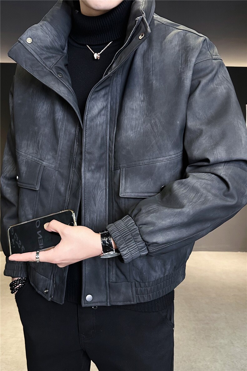 新标90绒男士皮羽绒服冬季2025新款立领外套A313-888-P305,男装羽绒服,电商A313