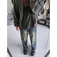 B221美式ins高街暗黑小众宽松牛仔裤LK23134-P65控88，男装牛仔裤，电商B221