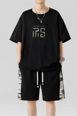青少年夏季2025短T短裤一套潮牌帅气休闲套装XZ301b-2-TZ16TP38，男装T恤，星座301B-2（原A443-1）