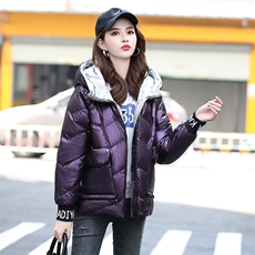 时尚亮面连帽短款羽绒服女士冬季保暖显瘦外套高端品质轻薄舒适，女装羽绒服，阿舍尔精品