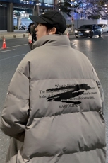 港风夜景冬款宽松字母印花百搭立领棉服A247-MY2102特批60控99，男装棉衣，电商A247