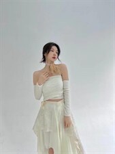 不规则针织抹胸上衣，抹胸，HE