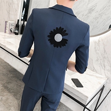 印花短袖西装无头风中袖西服西裤套装A328-2056，男装西服套装，星座406