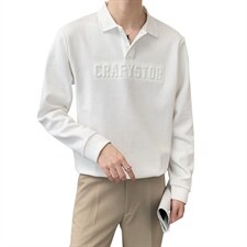 轻熟风设计感宽松阔版气质翻领POLO卫衣PL09/P30降，男装Polo衫，电商A243