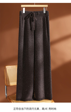 2025年秋季直筒型直筒裤长裤亮片加厚阔腿裤，女装休闲裤，玛莎羊绒