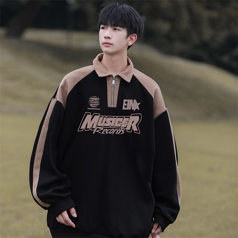 高品质！23秋季美式拼色翻领POLO衫休闲宽松卫衣PW2329-P50控78图片