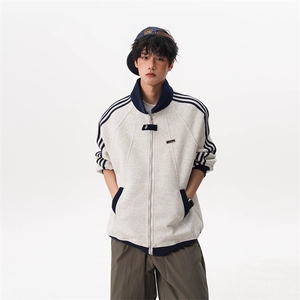 1506-1/JF1261/P52美式撞色条纹运动夹克男女秋冬重磅潮牌立领图片