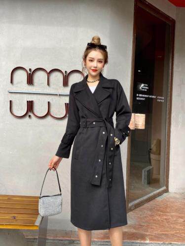 黑咖两色星空呢大衣，女装，静魅