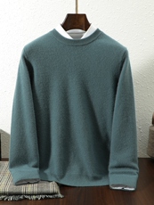 2025年秋季新款纯色针织圆领套头上衣时尚百搭，男装羊绒套衫，暖思纯羊绒
