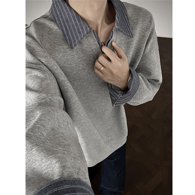 地板风320克曼巴棉假两件V领卫衣外套HWH53-P68控108，女装短外套，星座514A（原614）