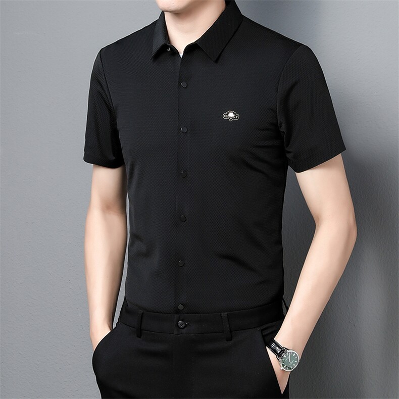 JG22-26男式2023年夏季新款百搭衬衫男短袖商务休闲衬衣男装P58，男装衬衫，电商B360