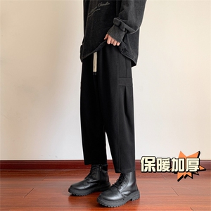 冬季新款加厚抗起球呢料哈伦裤宽松大码休闲小脚萝卜裤男873-P65图片