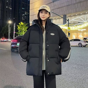 ins文艺潮流慵懒2条杠棉服女加厚保暖流行新款日系气质原宿连图片