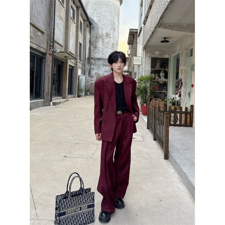 C316XZ9960P108K9961P68TZ9962P168秋冬新款酒红色西服套装，男装西服，电商C316